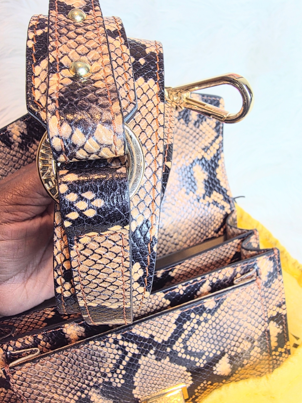 Valentino By Mario Valentino Titti Python Embossed Leather Top-Handle/Crossbody - Picture 12 of 13
